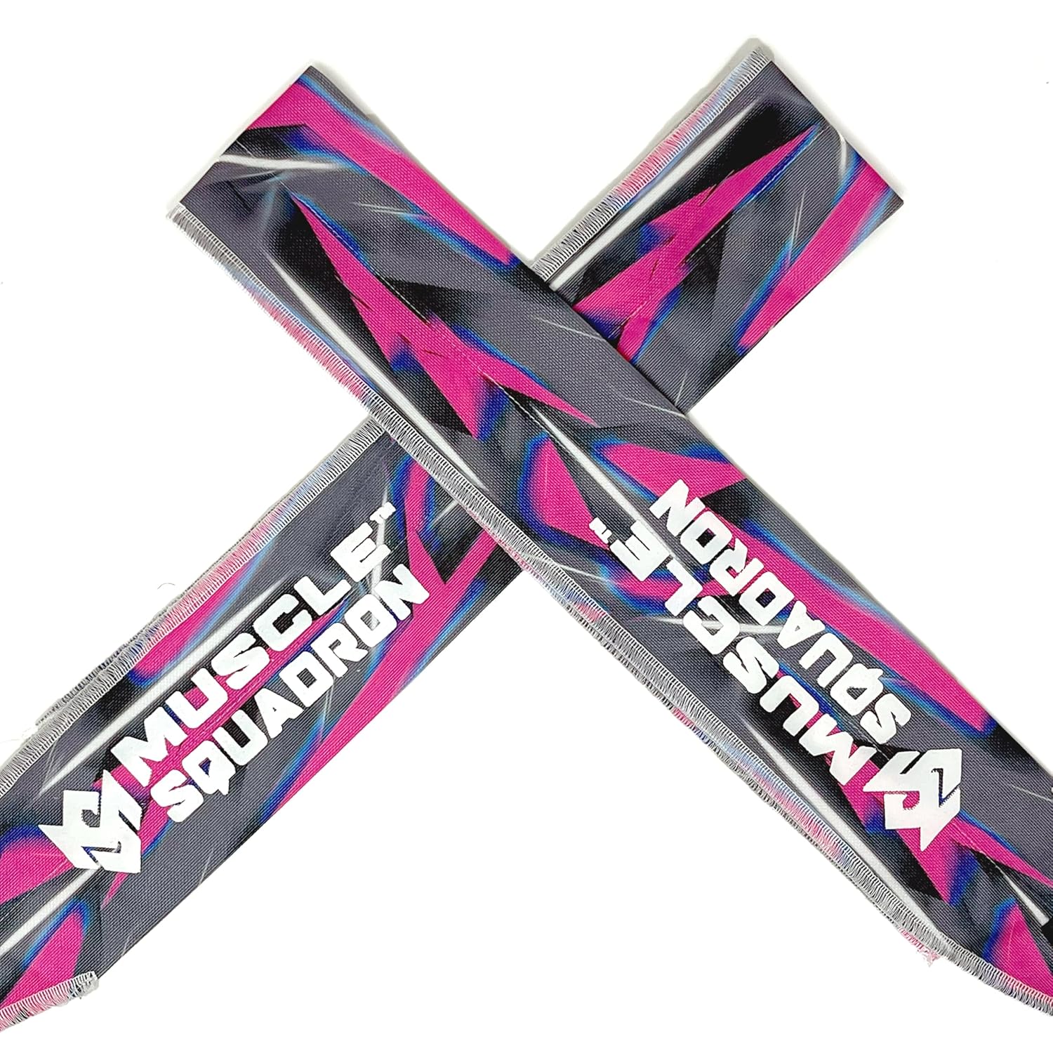 A pair of Gripzora Urban Streetwear wrist wraps, showing their unique geometric design and quality stitching for calisthenics and weightlifting.