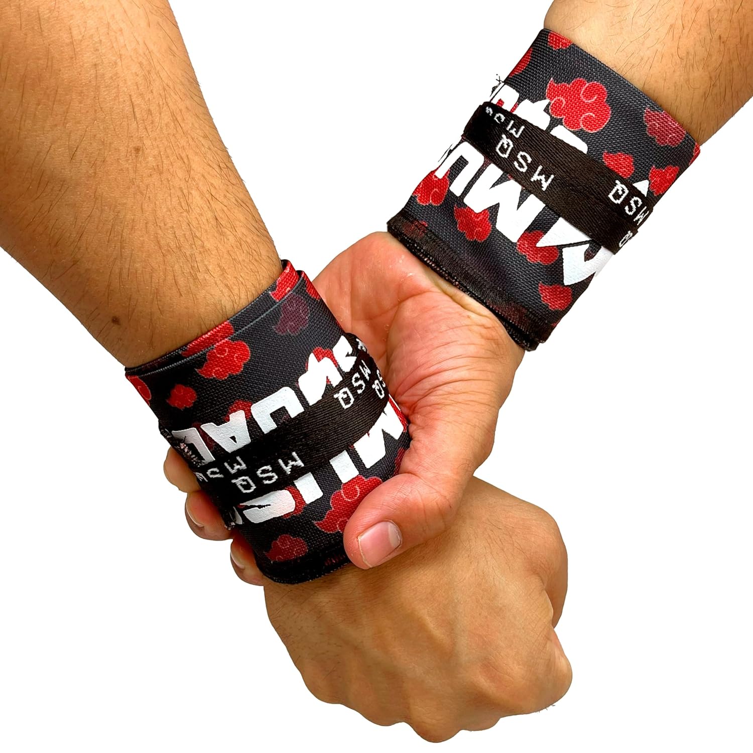 Gripzora Crimson Cloud wrist wraps, showing the unique design and providing superior stability for calisthenics and heavy weightlifting.