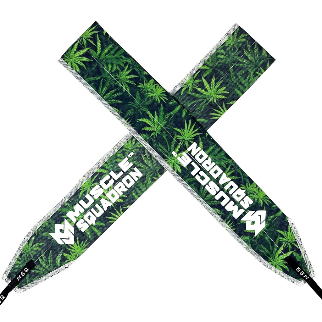 A pair of Gripzora Leafy Rush wrist wraps, showing their unique geometric design and quality stitching for calisthenics and weightlifting.