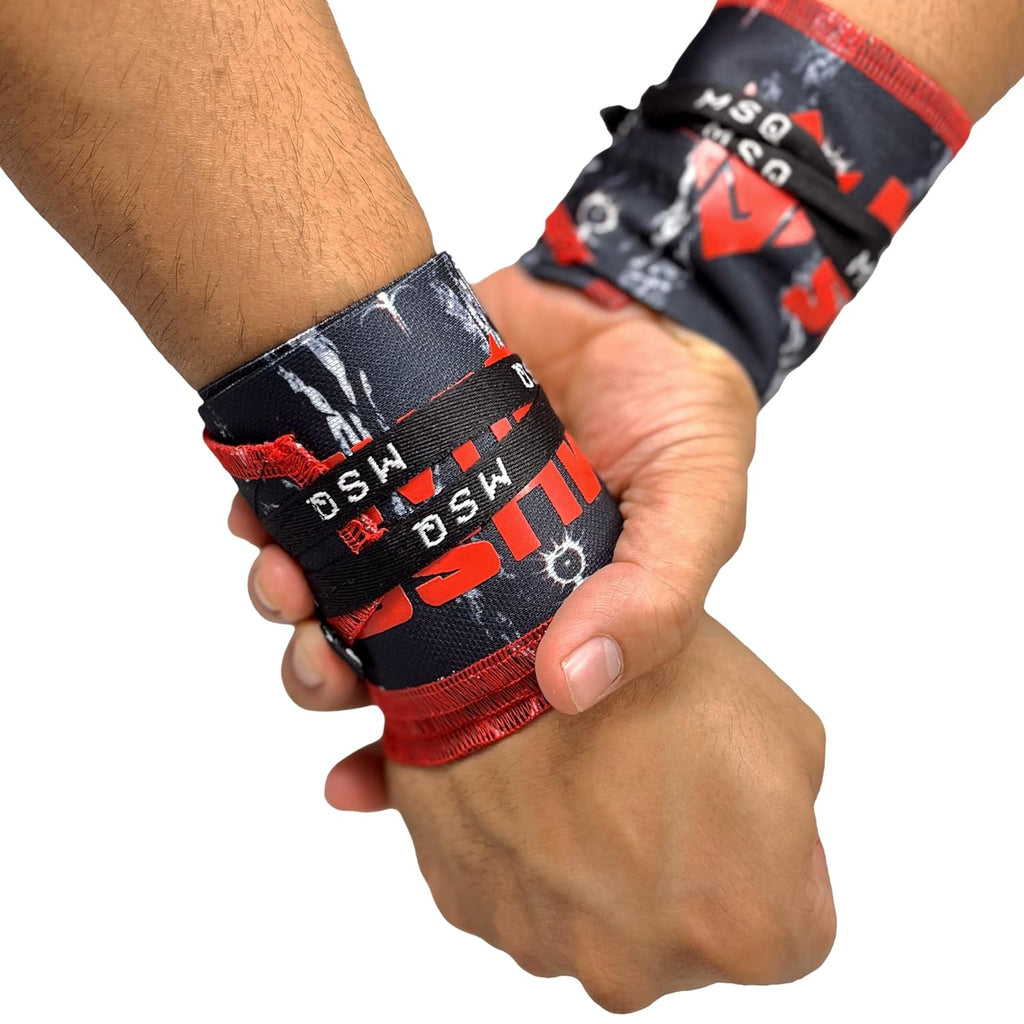 Gripzora Lunar Phase wrist wraps, showing the unique design and providing superior stability for calisthenics and heavy weightlifting.