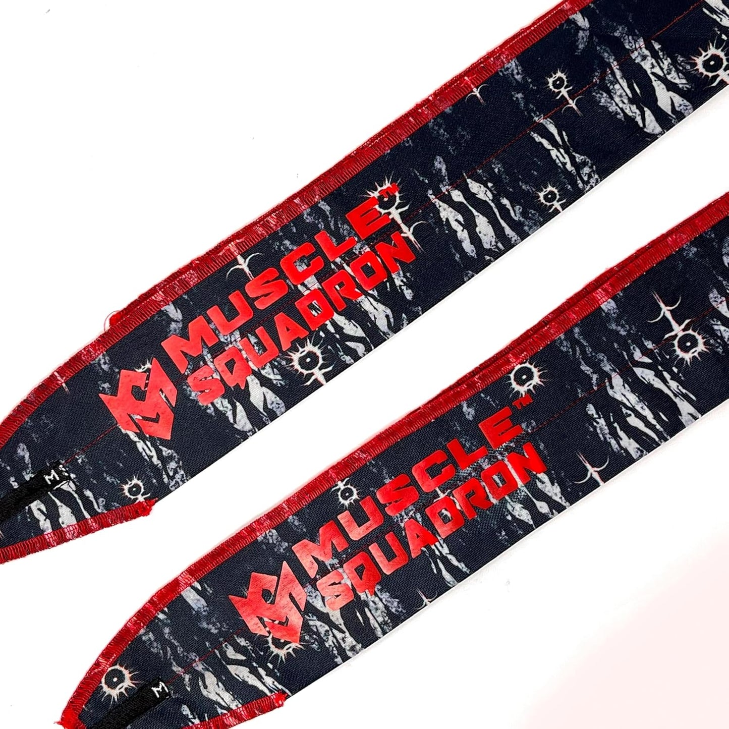 Close-up of Gripzora Lunar Phase wrist wraps, highlighting their reinforced stitching and durable material for heavy calisthenics and weightlifting.