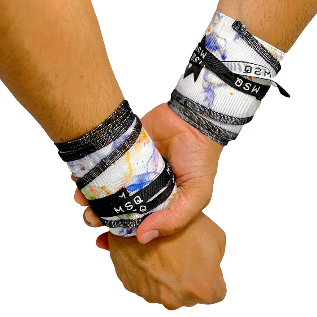 Gripzora Galaxy Bloom wrist wraps, showing the unique design and providing superior stability for calisthenics and heavy weightlifting.