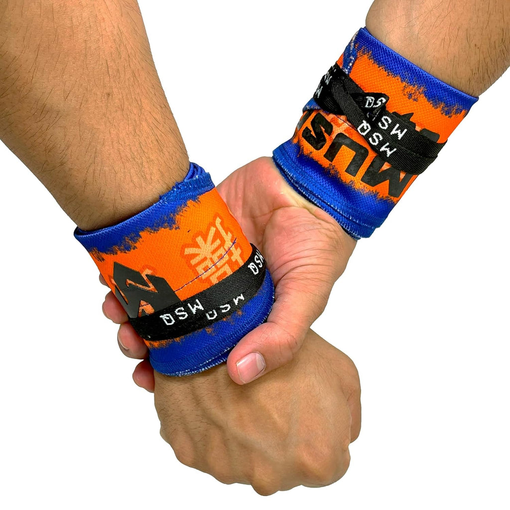 Gripzora Thunderball wrist wraps, showing the unique design and providing superior stability for calisthenics and heavy weightlifting.