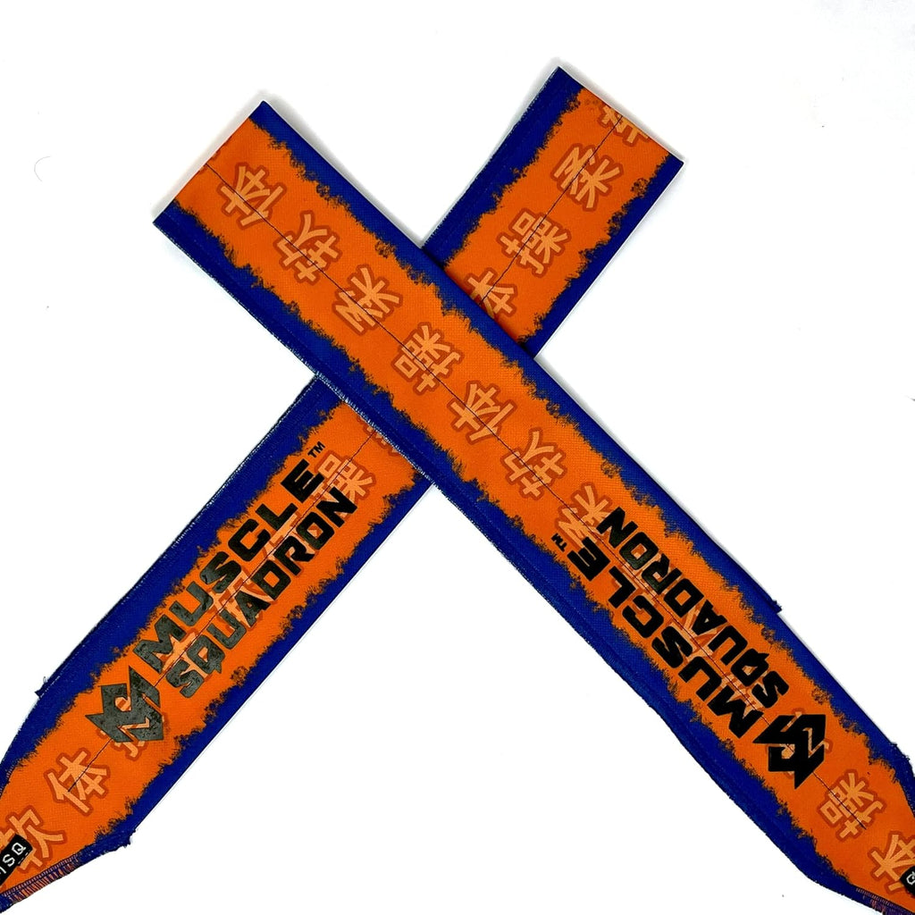 A pair of Gripzora Thunderball wrist wraps, showing their unique geometric design and quality stitching for calisthenics and weightlifting.