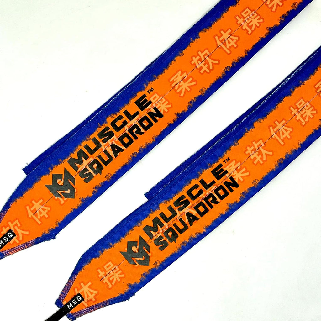 Close-up of Gripzora Thunderball wrist wraps, highlighting their reinforced stitching and durable material for heavy calisthenics and weightlifting.